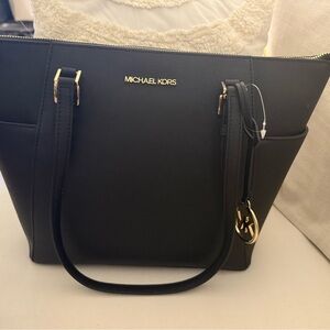 Michael Kors Black Tote with Gold Accents